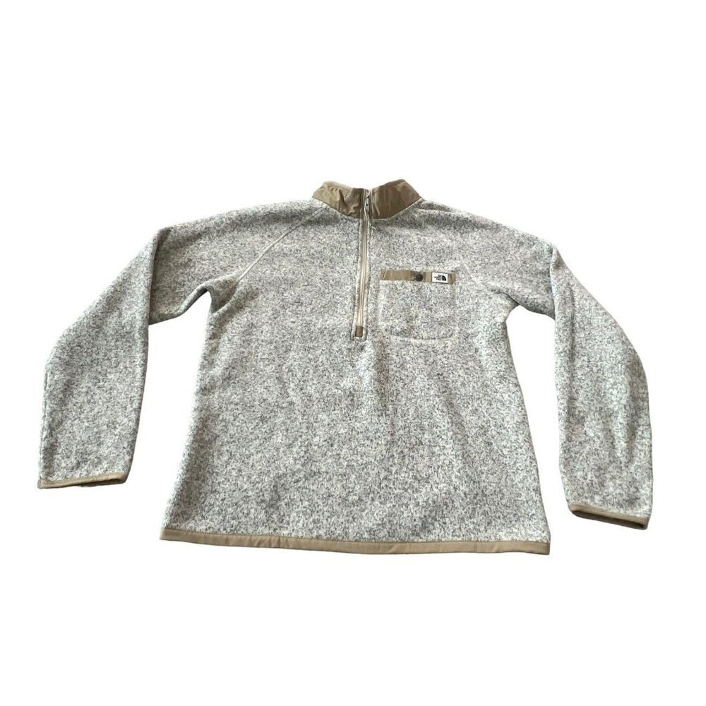 The North Face Gordon Lyons Mens 1/4 Zip Fleece Sweater Tan Size Medium Heather - Picture 3 of 12